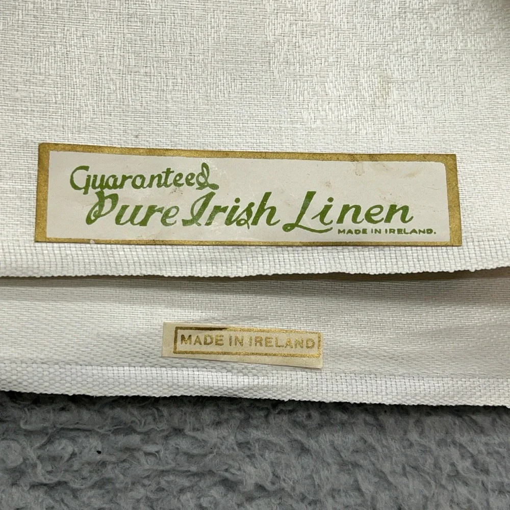 Pure Irish‎ Linen Tablecloth 64x82 & Napkins Vtg Ireland Made 200# Pat 11 Floral
